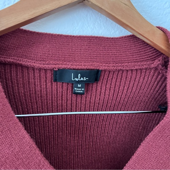 Lulu’s Rust Ruffled Button Up Cardigan Sweater Sz M - Picture 4 of 6